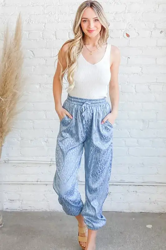 Light Blue Lace Jogger Pants