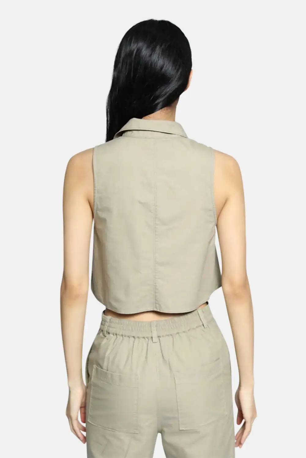Cotton Cropped Polo Blouse Shirt
