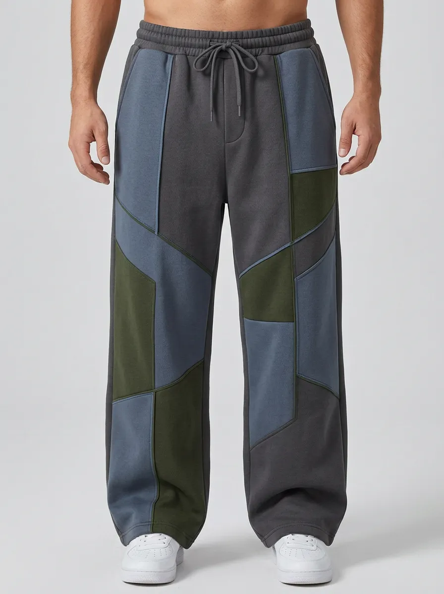Unisex Stitched Effect Colorblock Sweatpants