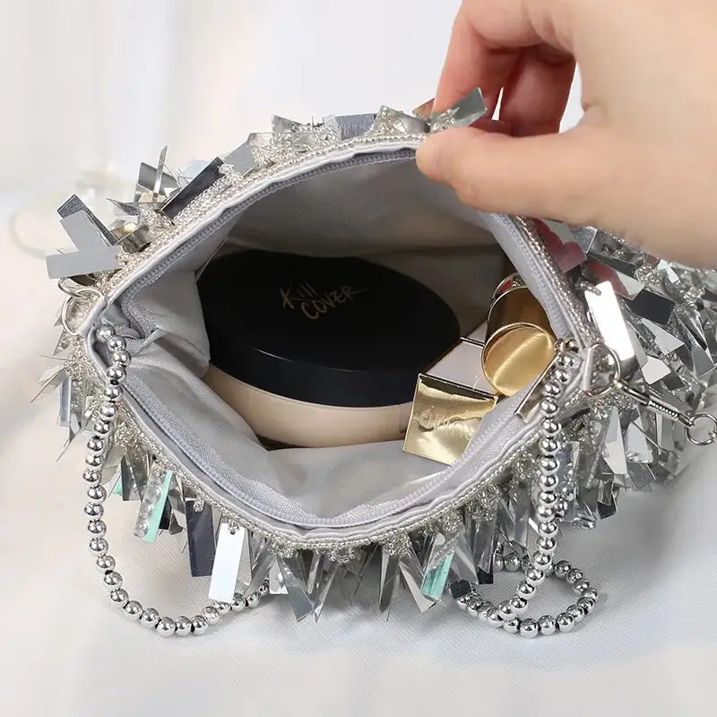 Glamorous Detail: Rhinestone Tassel Messenger Bag