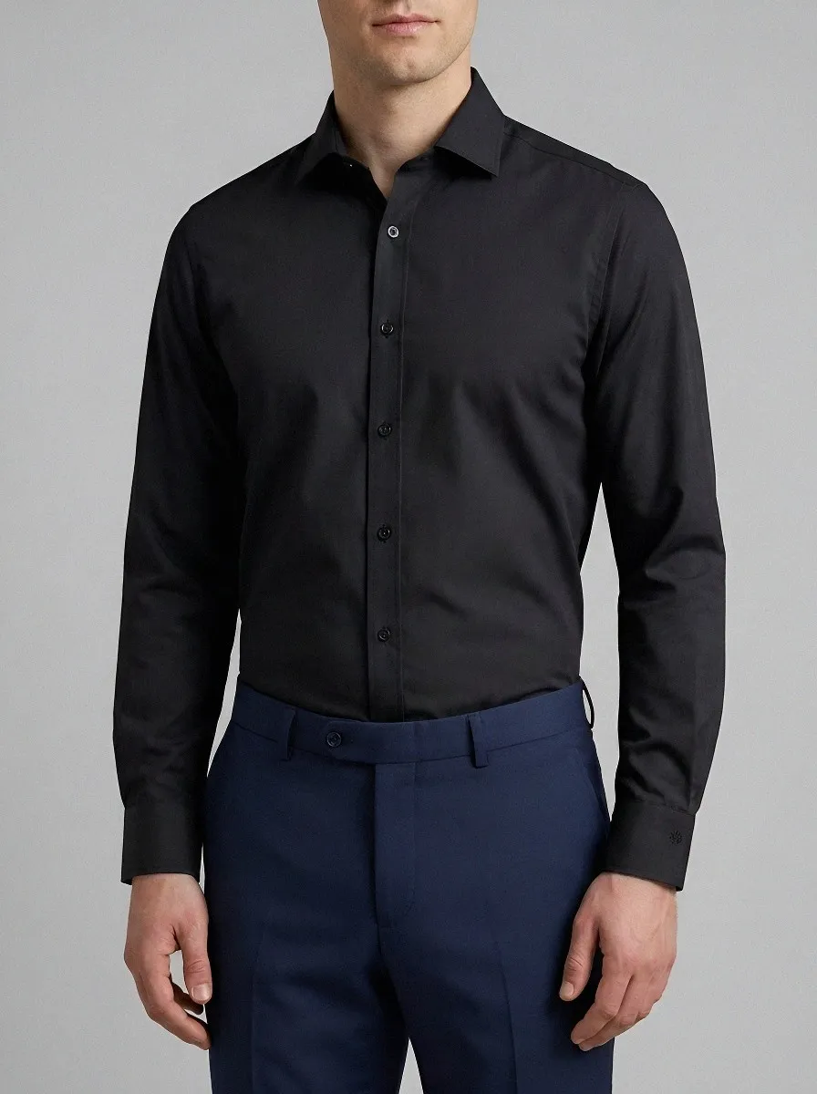 Men's Non-Iron Cotton Light Blue Long Sleeve Dress Shirt