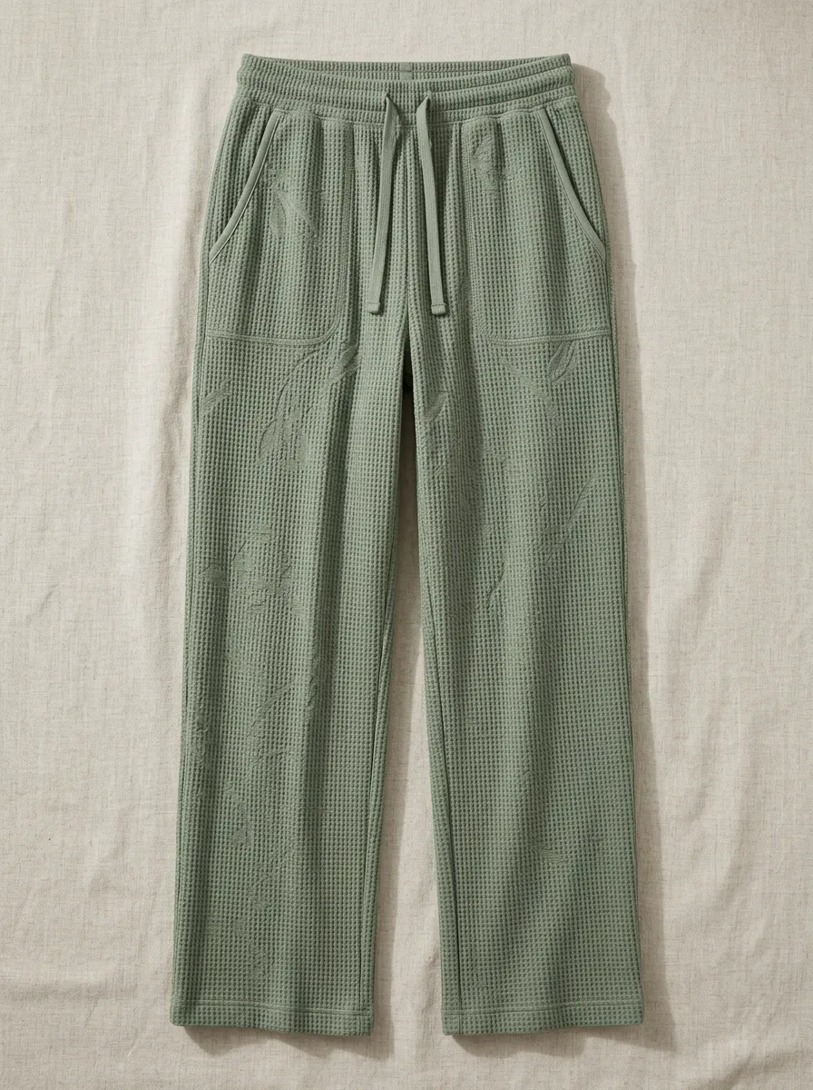 Women's Studio Botanical Leaf Printed Waffle Knit Pants
