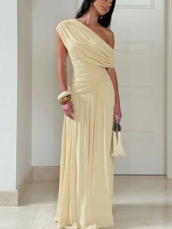 Gathered Detail Ruched Maxi Dress