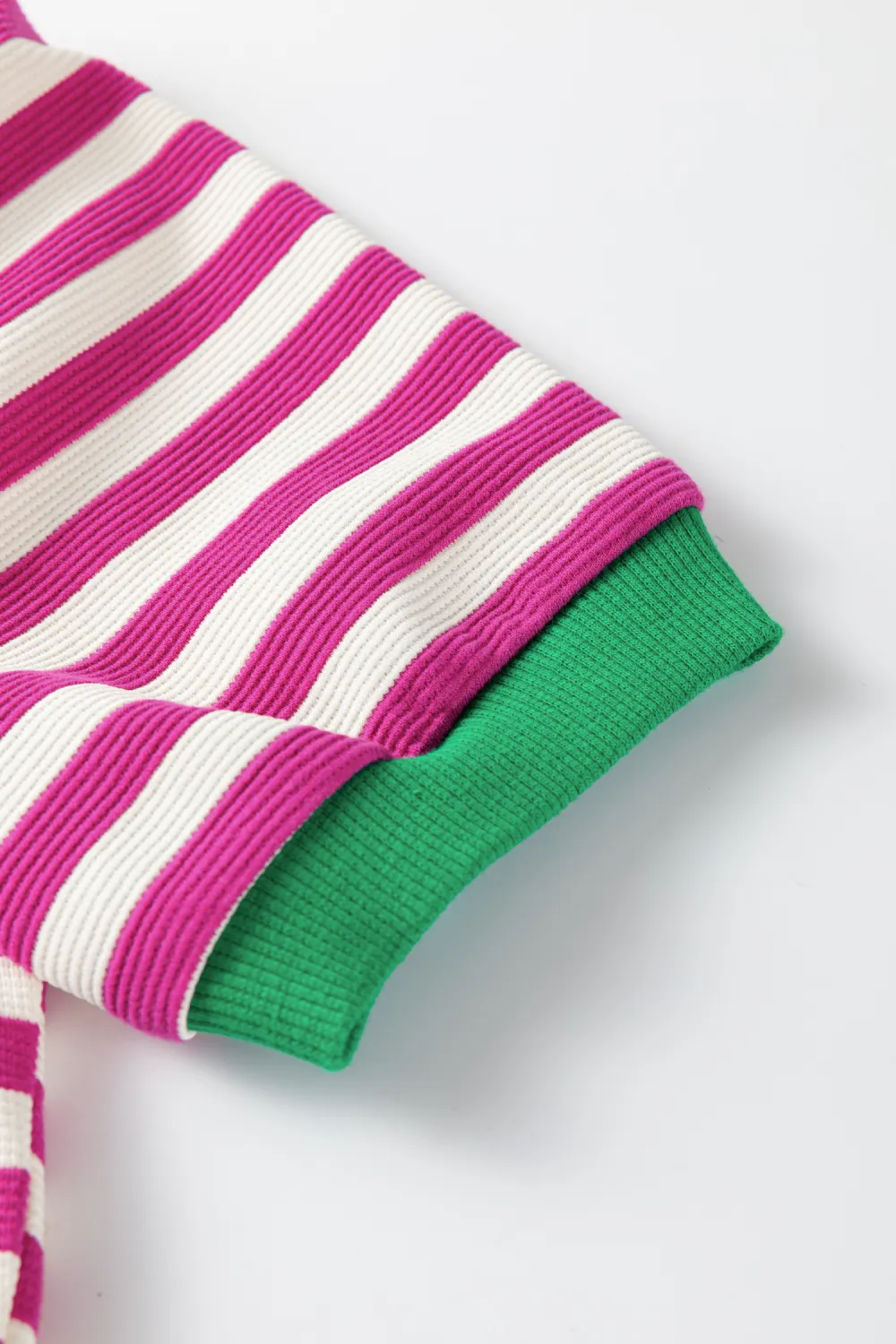 Rose Stripe Short Puff Sleeve Tee