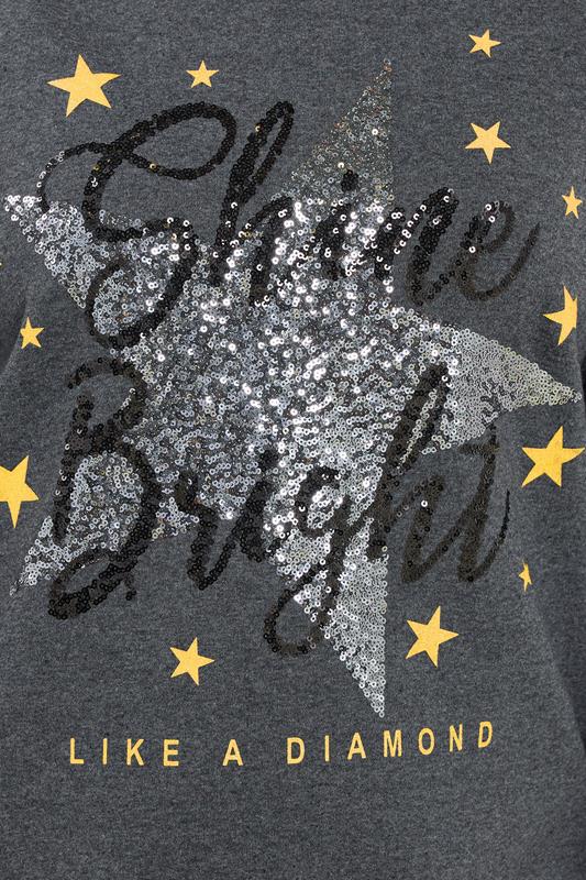 Grey 'Shine Bright' Star Sequin Embellished Sweatshirt detail 3