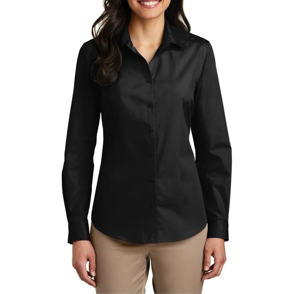 Women's Long-Sleeve Lightweight Cotton-Blend Poplin Shirt