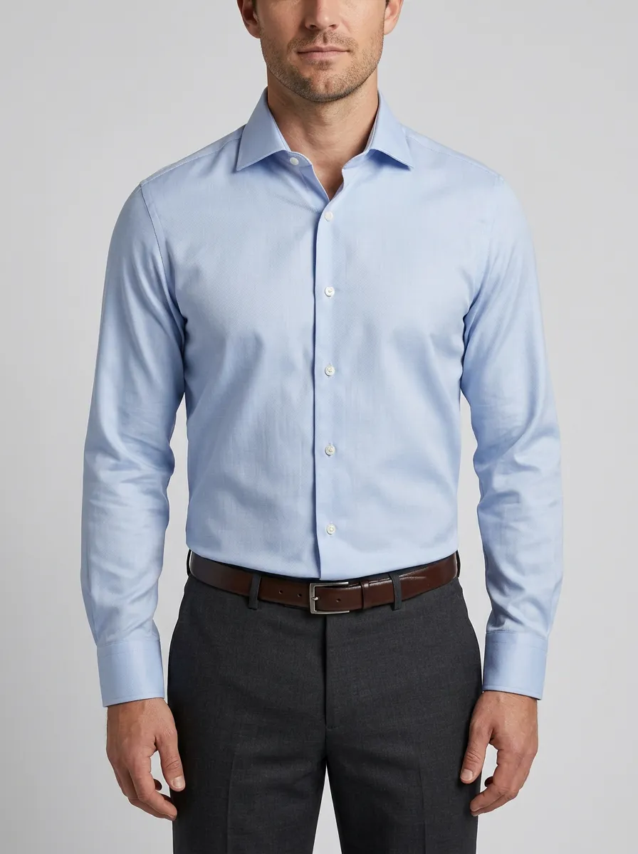 Men's Spread-Collar Long-Sleeve Chest-Pocket Dress Shirt