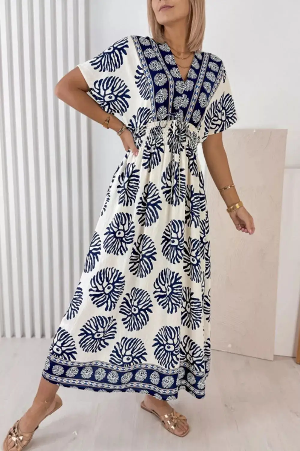 Everyday Floral Print V-Neck Dress