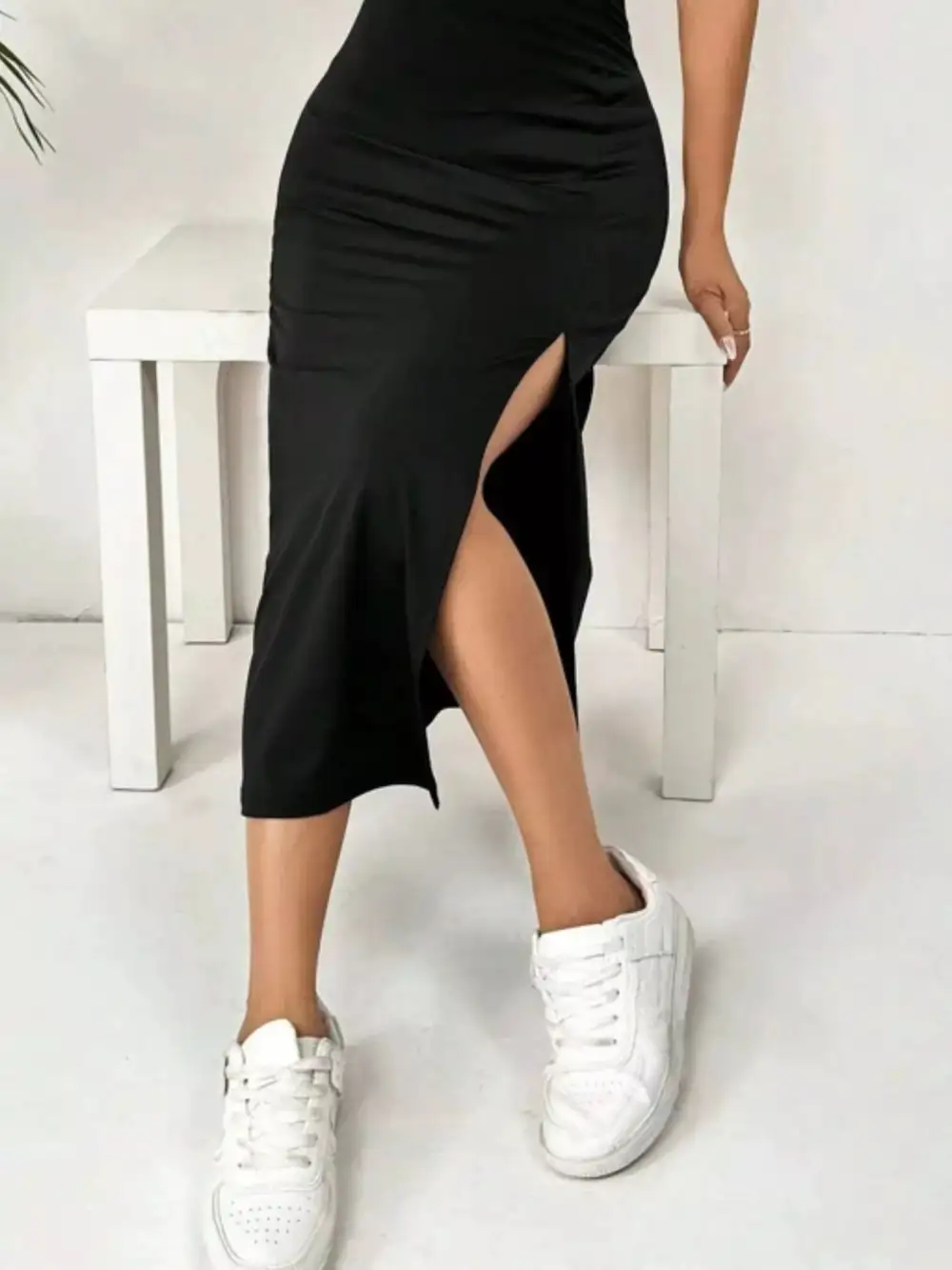 Slit Spaghetti Strap Midi Dress