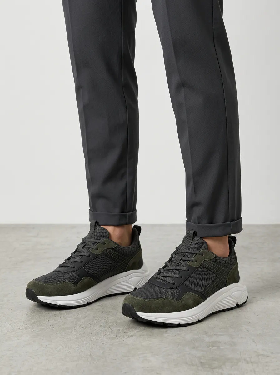 Men's Casual Outdoor Grid Pattern Print Sneakers