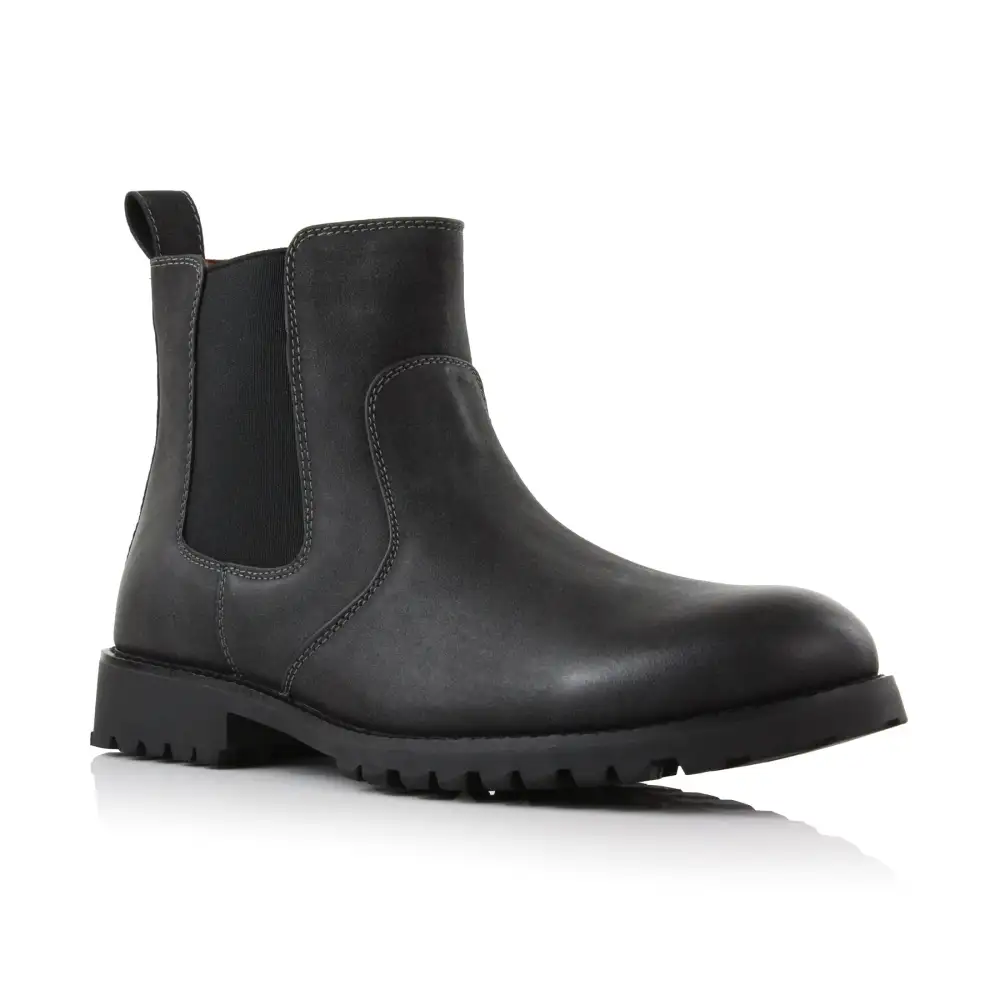 Modern Faux-Leather Slip-On Elastic-Side Chelsea Boots