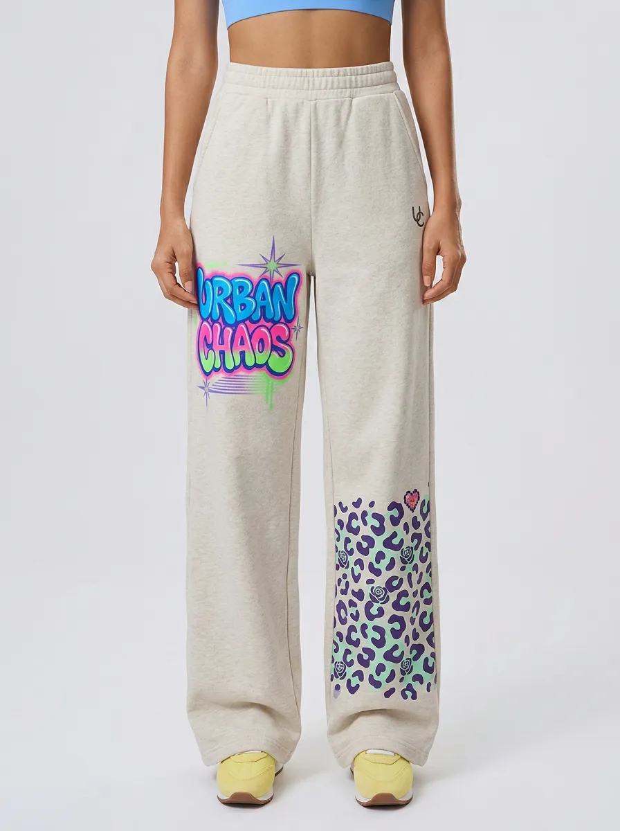 Women's Streetwear Urban Chaos Graffiti Leopard Printed Sweatpants