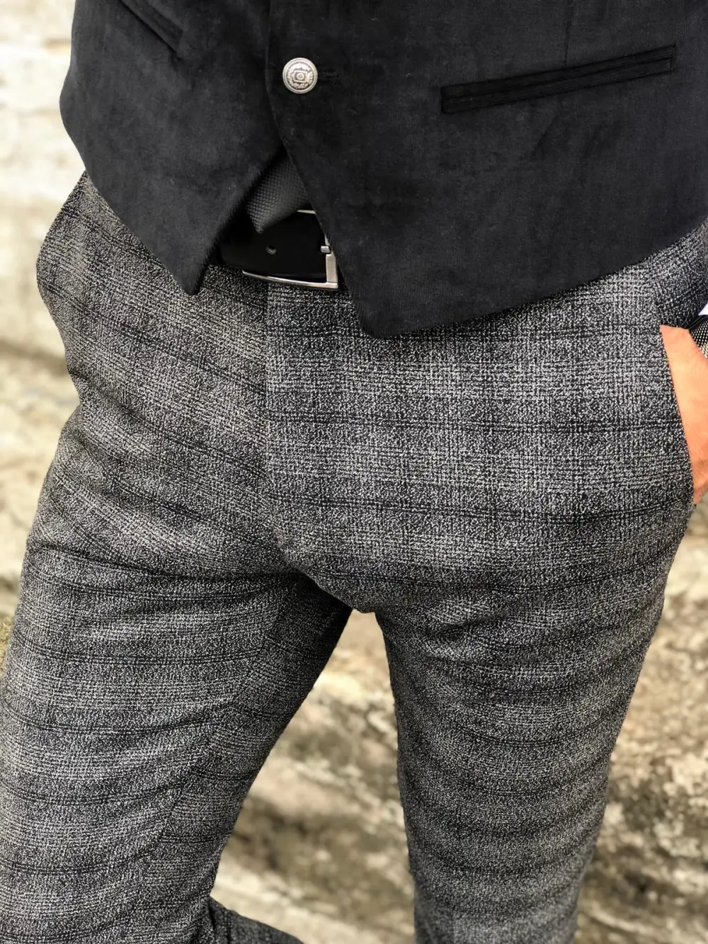 Refined Versatile Slim Fit Plaid Tailored Trousers