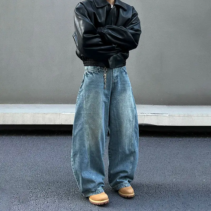 Balloon-Fit Panel Jeans