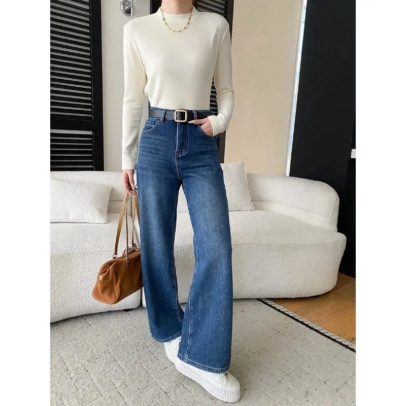 Cozy Simple Semi-High Neck Long Sleeve T-Shirt