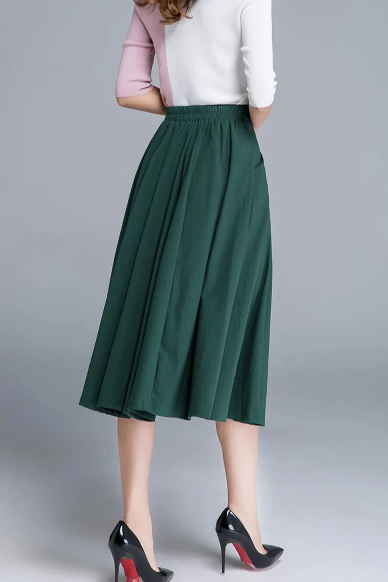 A Line Swing High Waist Midi Skirt