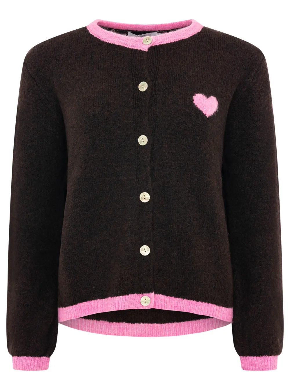 Layered Wool Viscose Longline Heart Pattern Cardigan