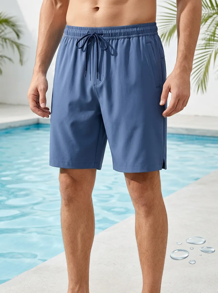 Fitness-Inspired Ice-Silk Stretch Drawstring Shorts