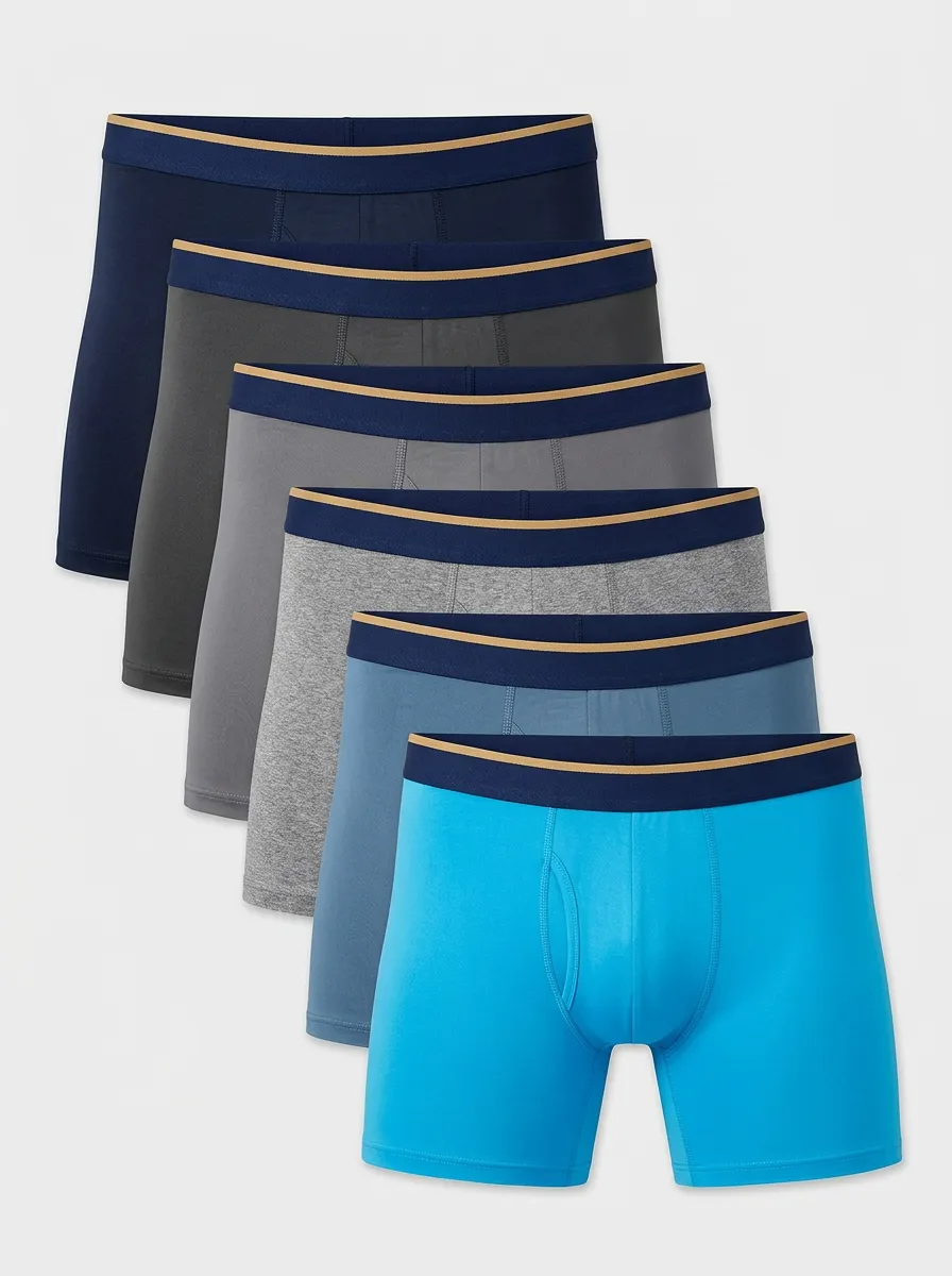 Men's Contrast-Waistband Contoured-Pouch Multi-Pack Boxer Briefs