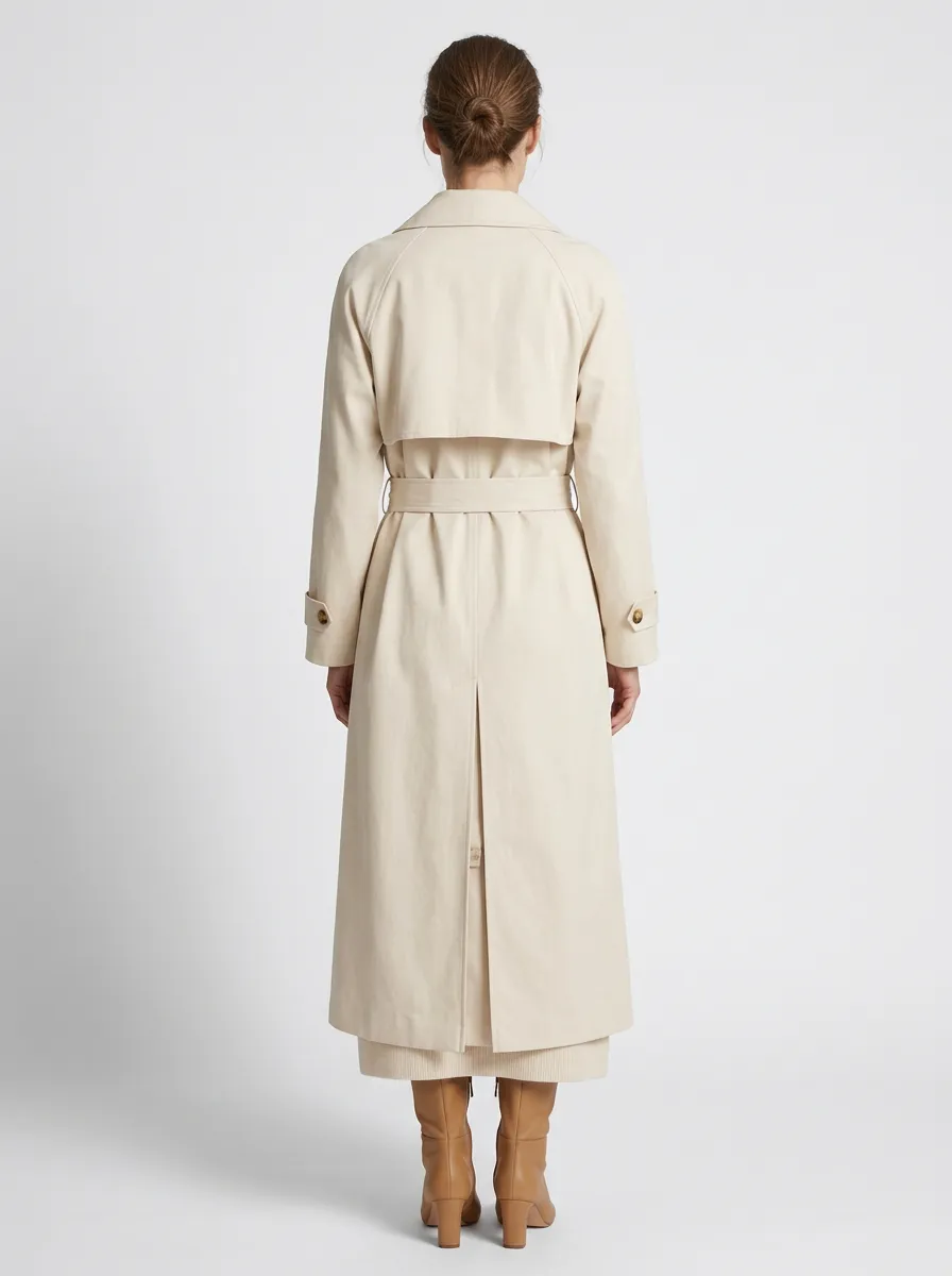 Women's Heritage Inspired Belted Minimalist Long Trench Coat