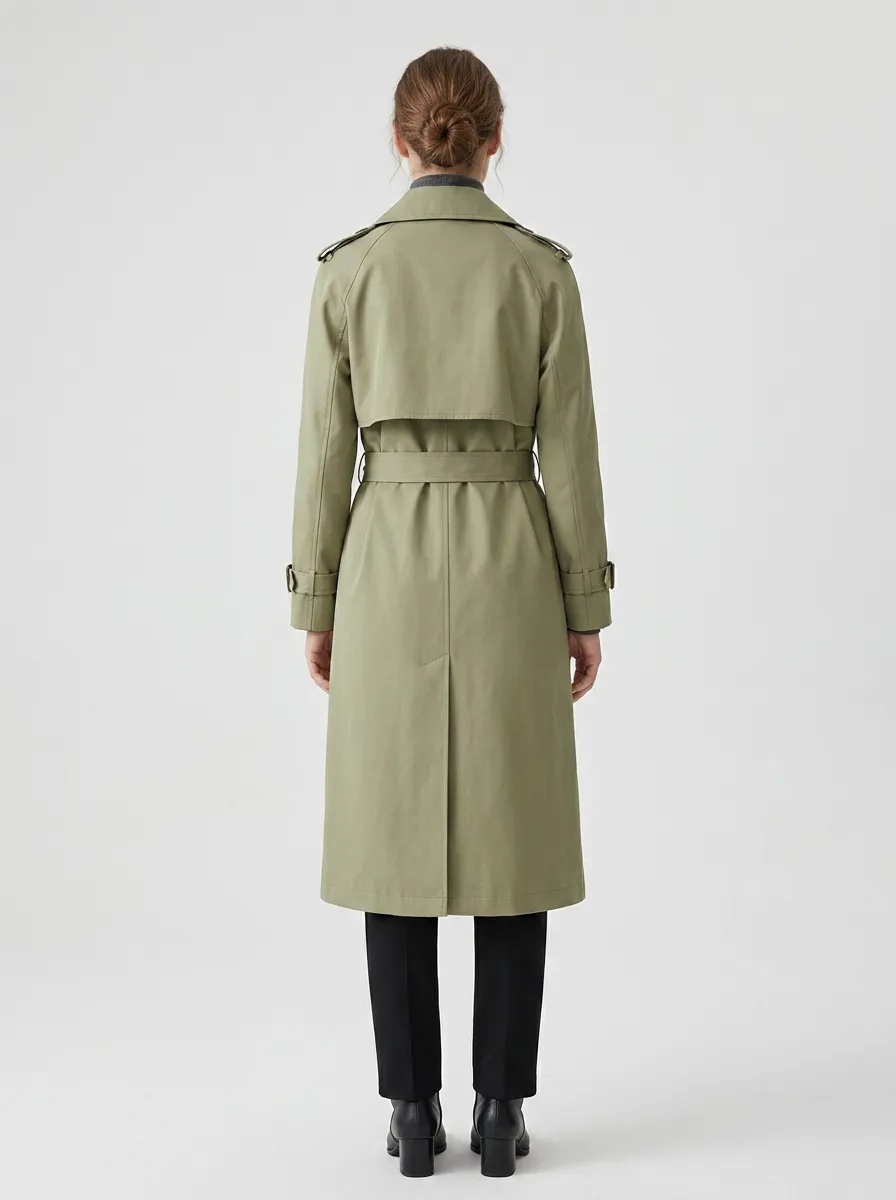Women's Versatile Double-Breasted Belted Classic Long Trench Coat