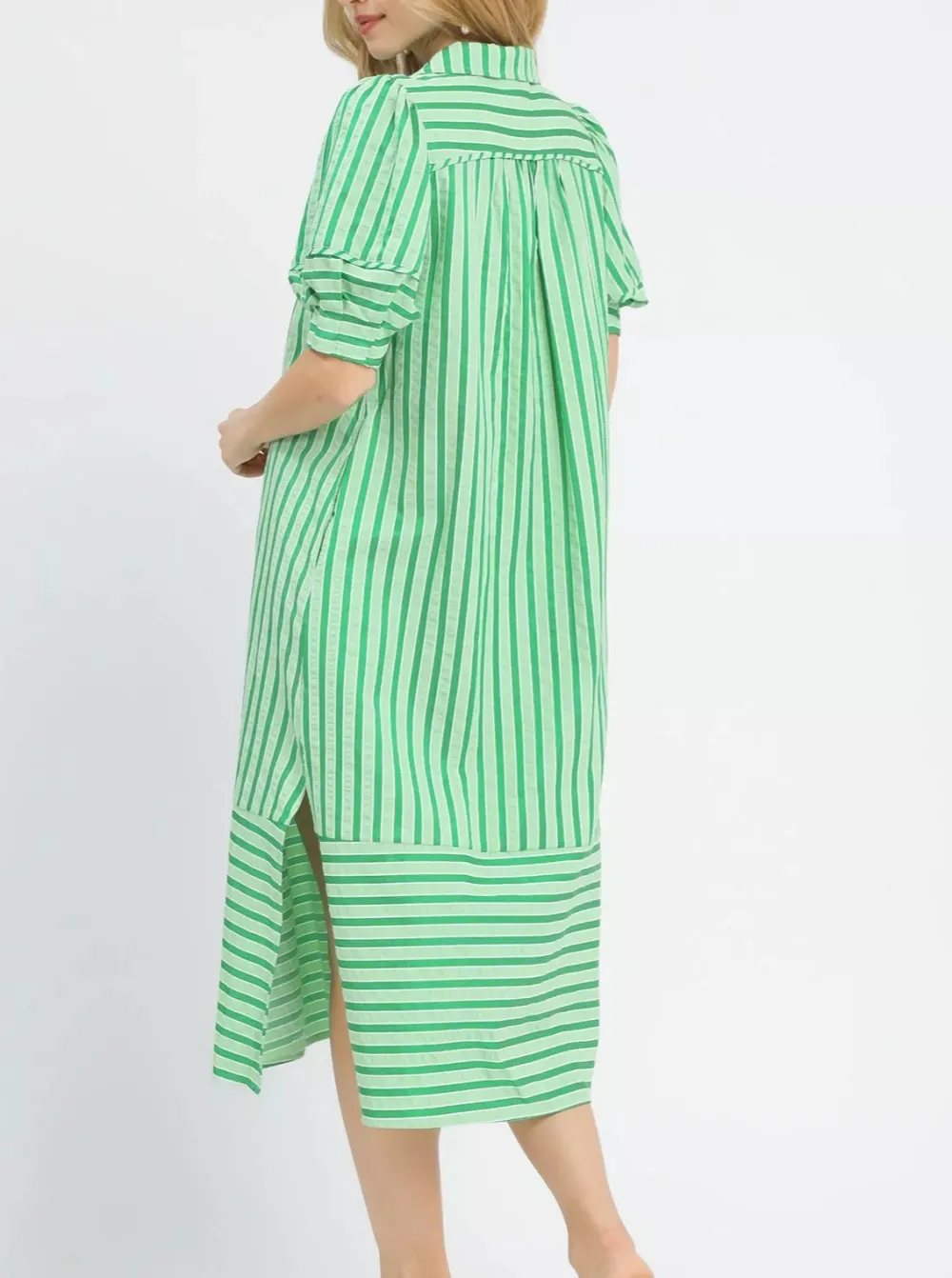 Soft Puff Sleeve Midi Dress