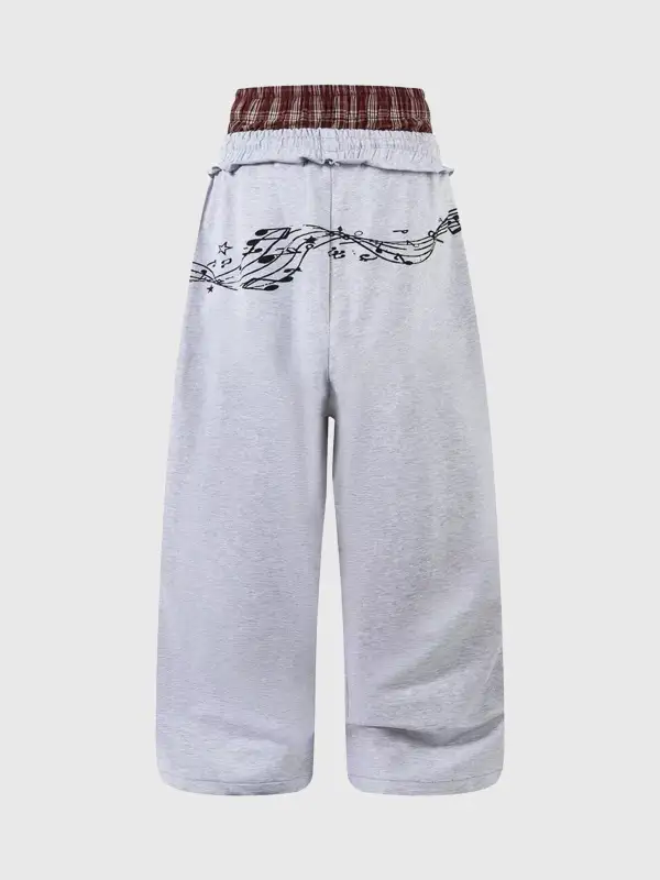 Straight-Leg Plaid Printed Pants