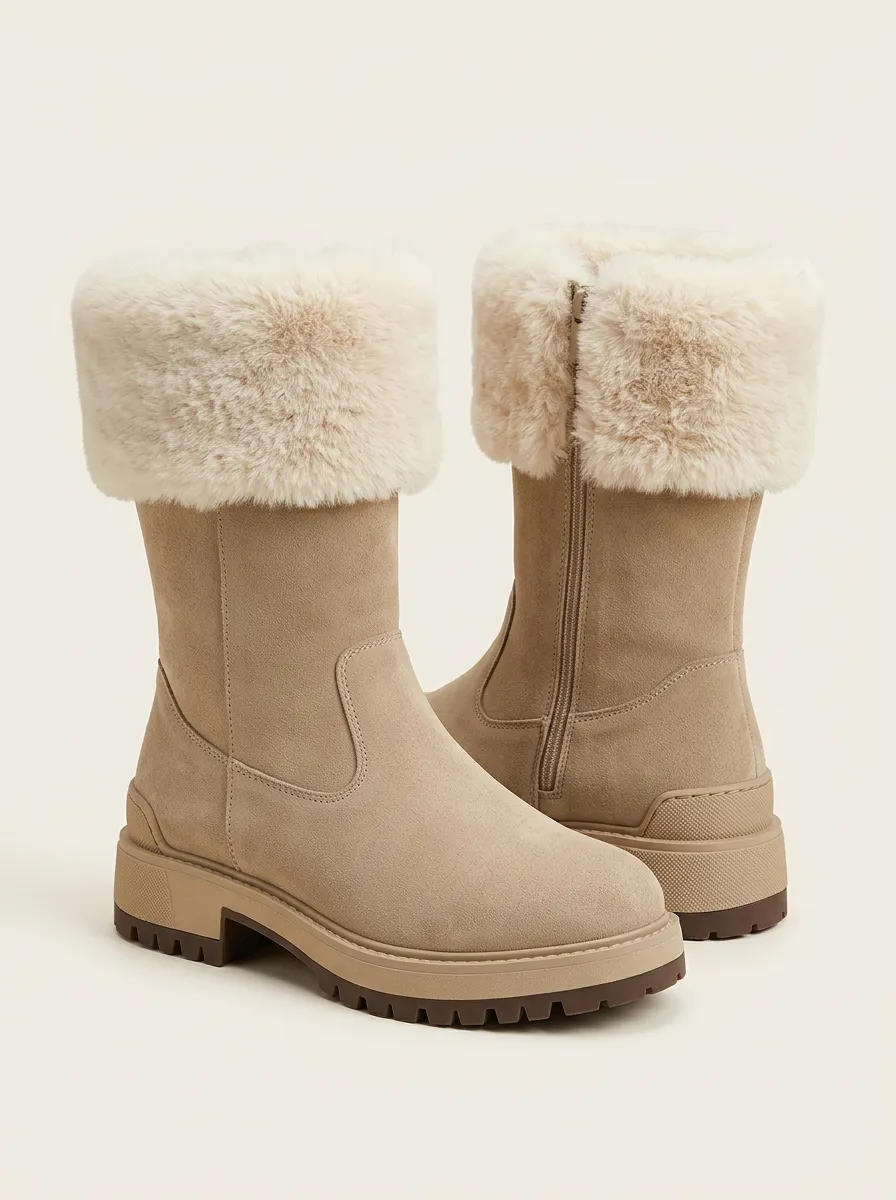 Women’s Everyday Printed Cozy Snow Boots with Faux Fur Trim