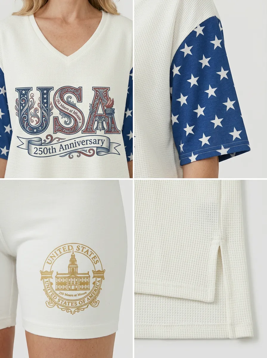 Women's USA 250th Anniversary Star Pattern Printed Two-Piece Set