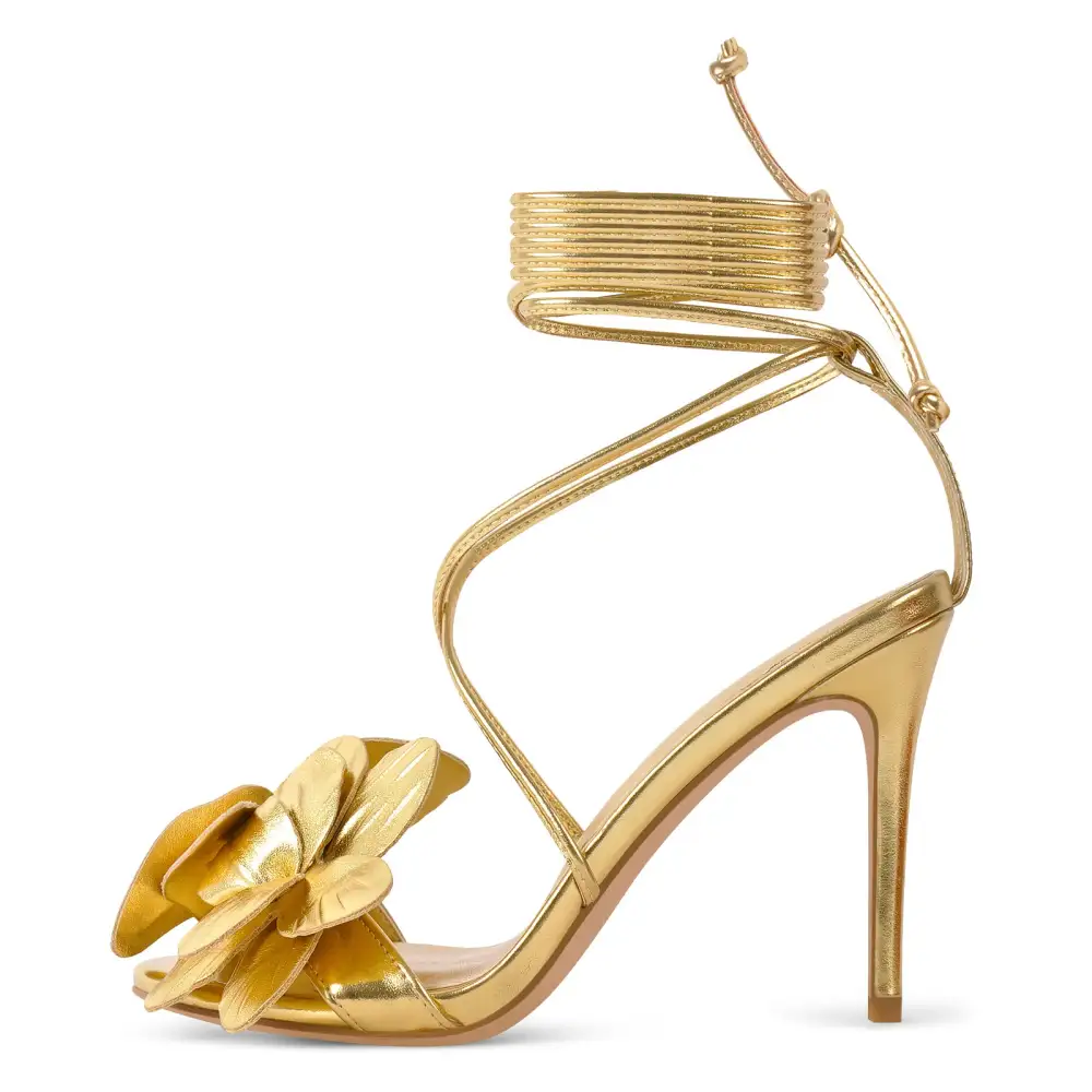 Round Toe Flower Cross Lace Up Sandals