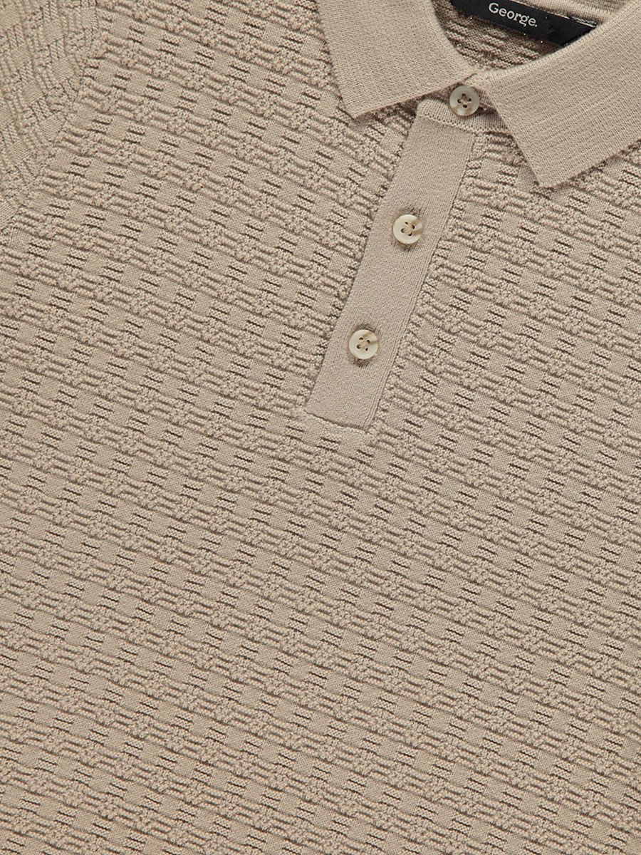 Natural Textured Knitted Polo Shirt detail 1
