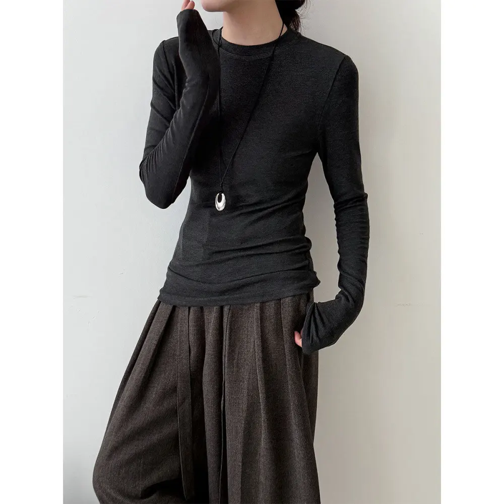 Slim Fit Round Neck Long Sleeve T-Shirt
