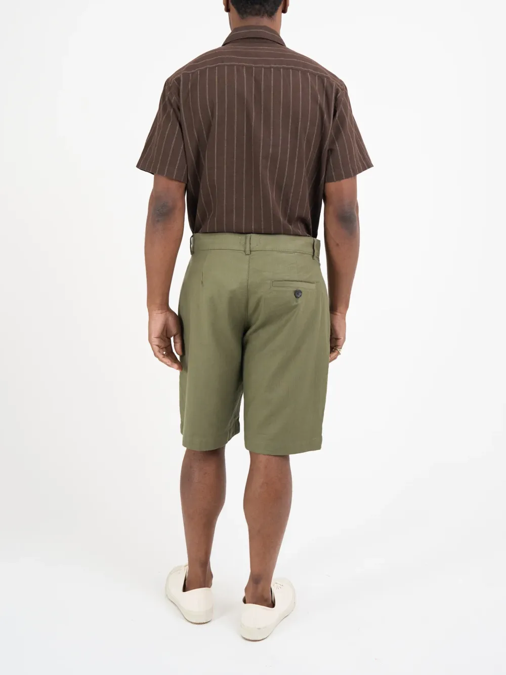 Green Linen-Cotton Shorts