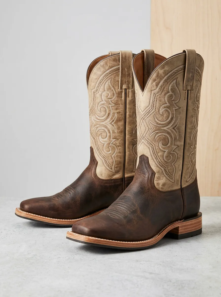 Open-Range Embroidered Range Rodeo Style Men's Western Cowboy Boots