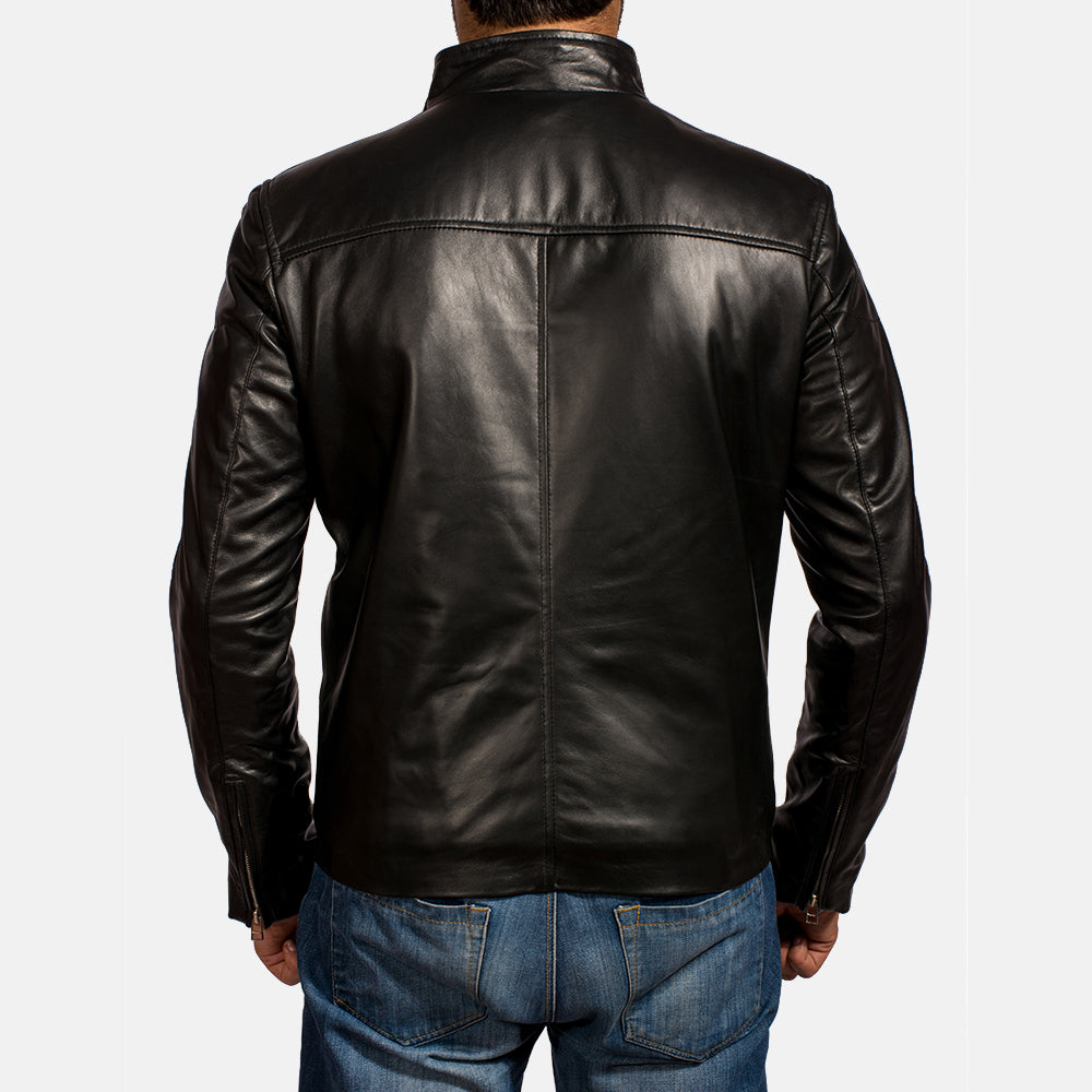 Men's Classic Clean Line Biker Leather Jacket