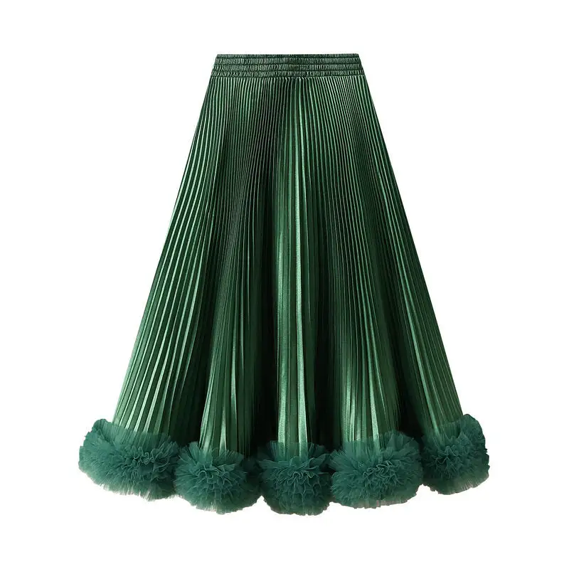 Comfort A-Line Midi Skirt With Ruffled Hem