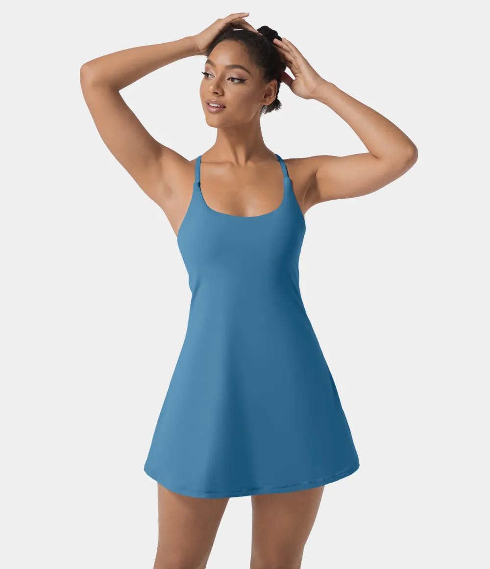 Softlyzero Airy Backless Cut Out 2-in-1 Pocket Cool Touch Mini Activity Dress