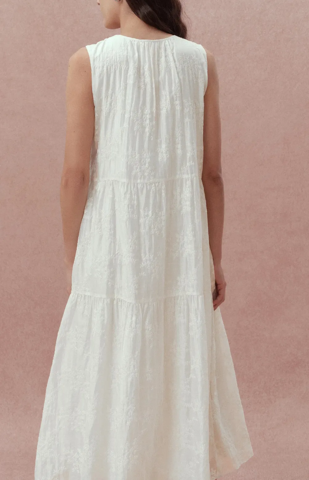 Sleeveless Embroidered Lyocell Dress