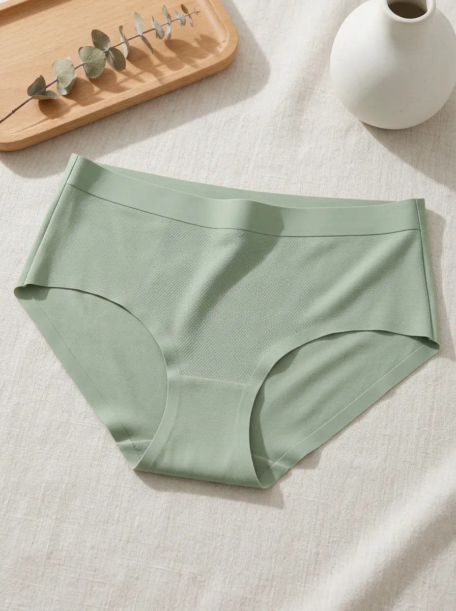 Women's Sage Green Seamless Textured Printed Panties