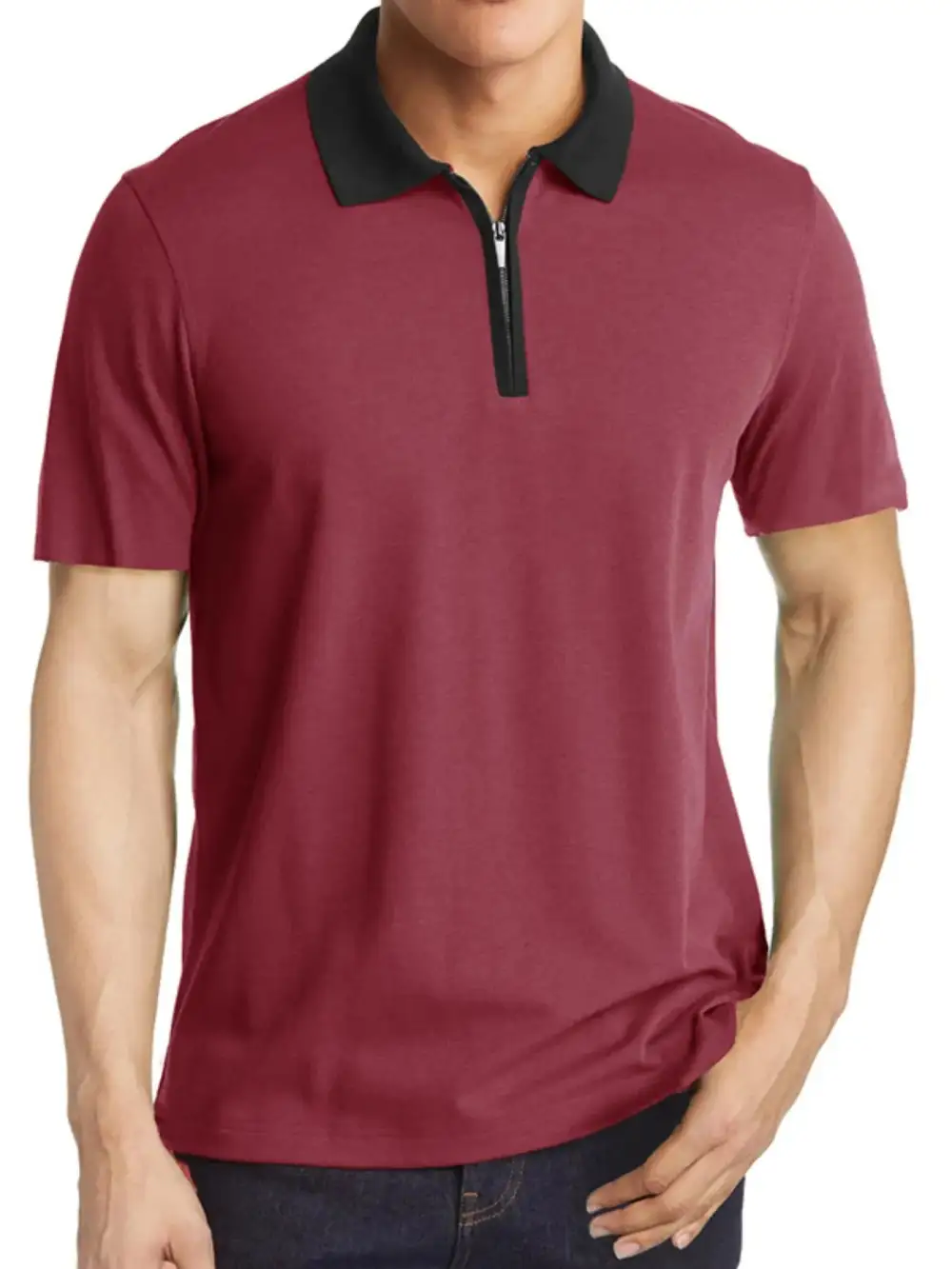 Woven Contrast Detail Collared Polo Shirt