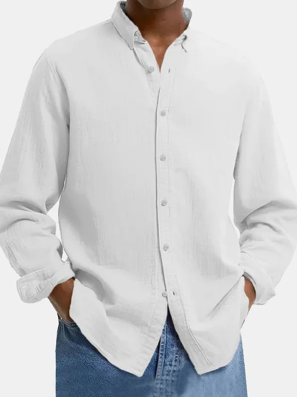 Cotton Linen Camp Collar Shirt