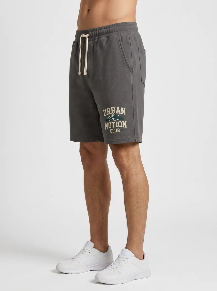 Men's Mountain Drawstring Elastic-Waist Printed Sweat Shorts