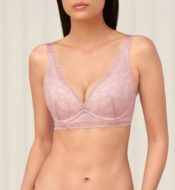 Women's Light-Support Wired Deep-V Push-Up Lace Seamless Bra