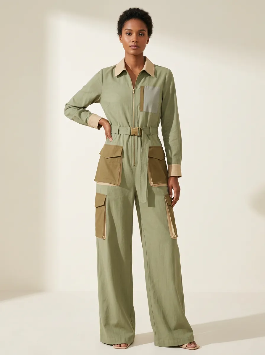 Women's Marin Utility Colorblock Cargo Jumpsuit