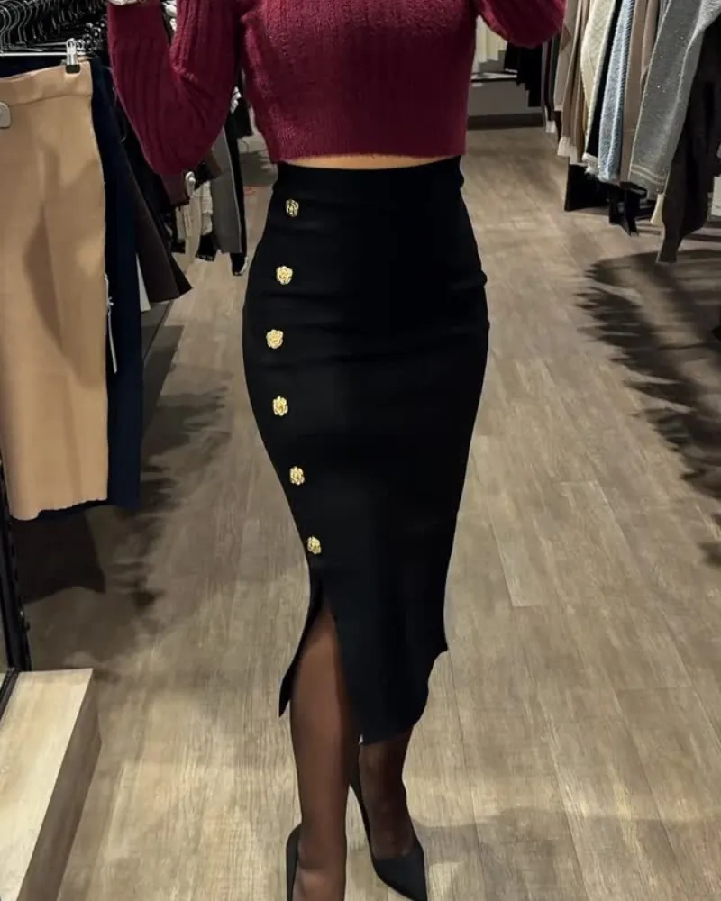 Tight Slit Midi Skirt