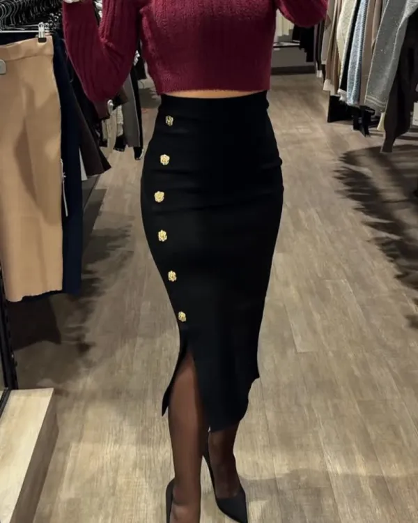 Tight Slit Midi Skirt