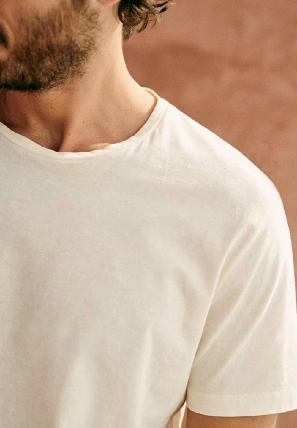 Ecru Lightweight Cotton Crew Neck T-Shirt