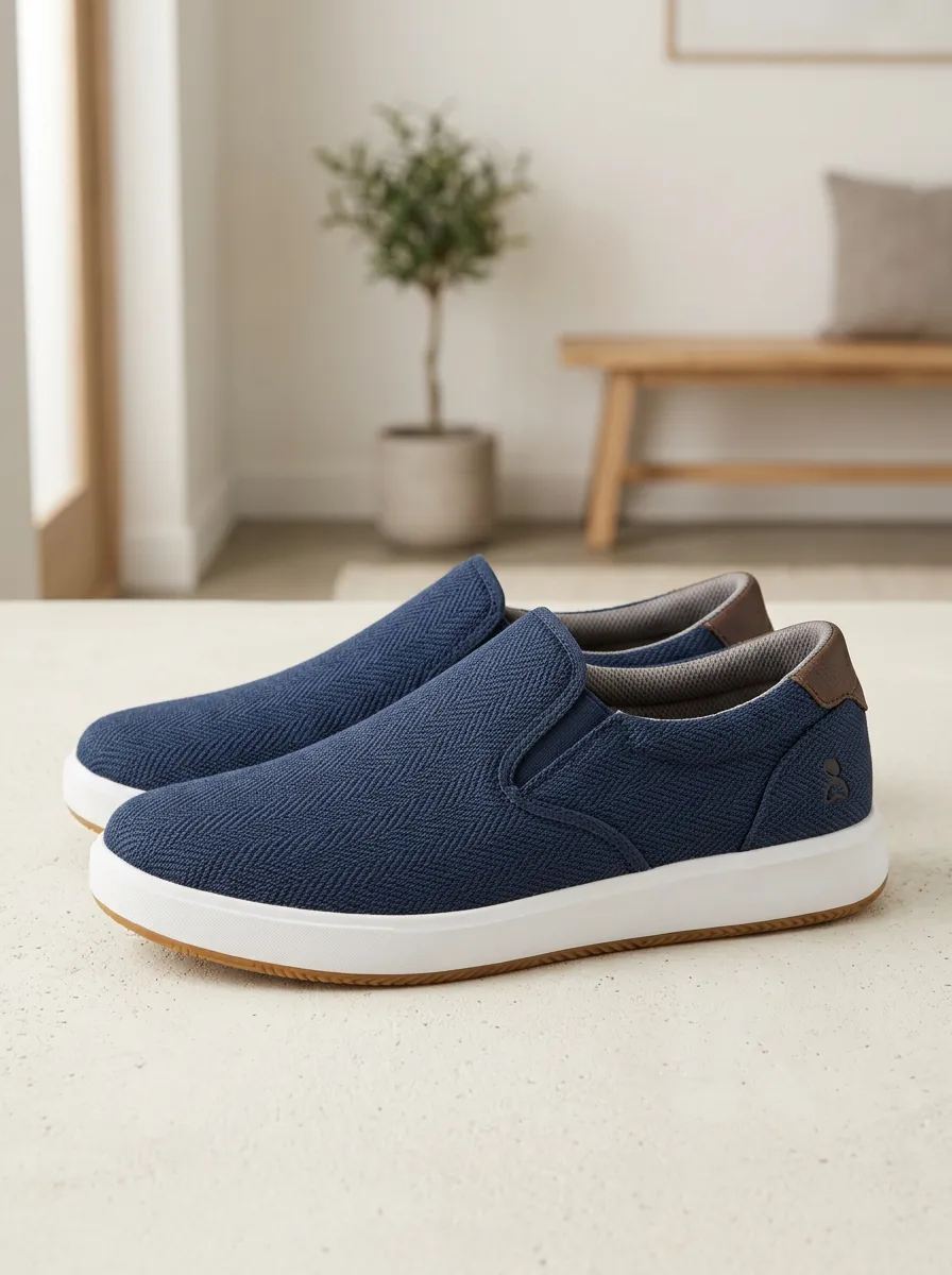 Flexible Herringbone Elastic Sport Look Men's Stretch Canvas Shoes