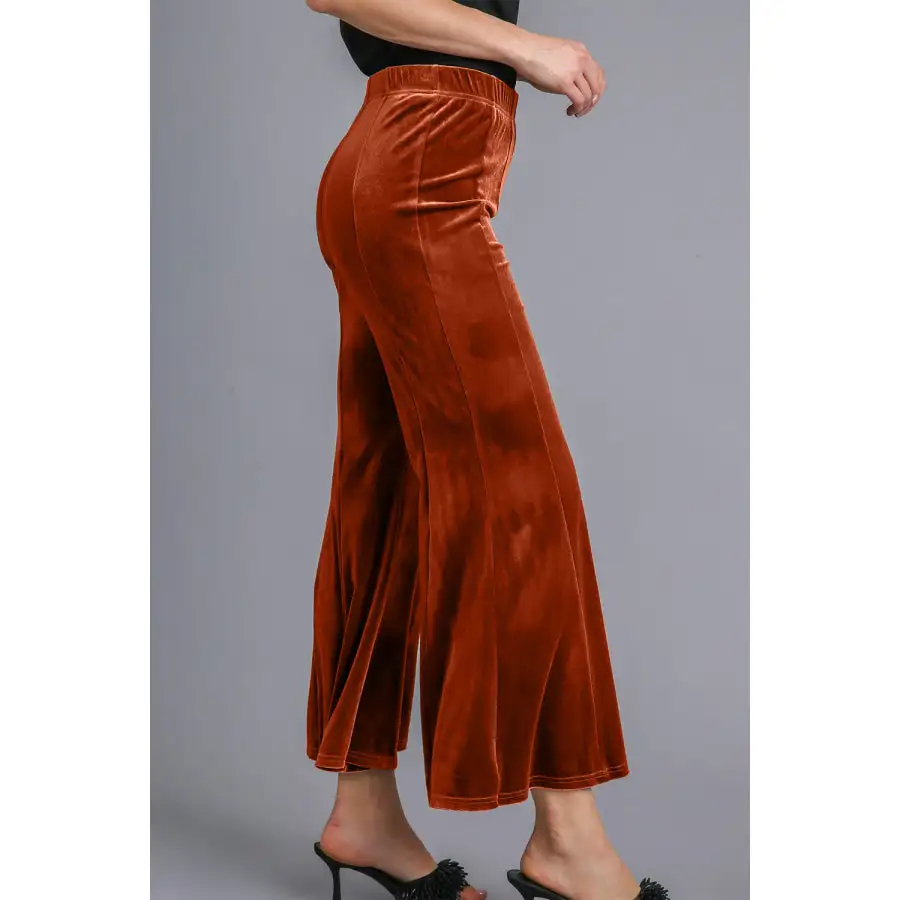 High Rise Elastic Waist Flare Pants