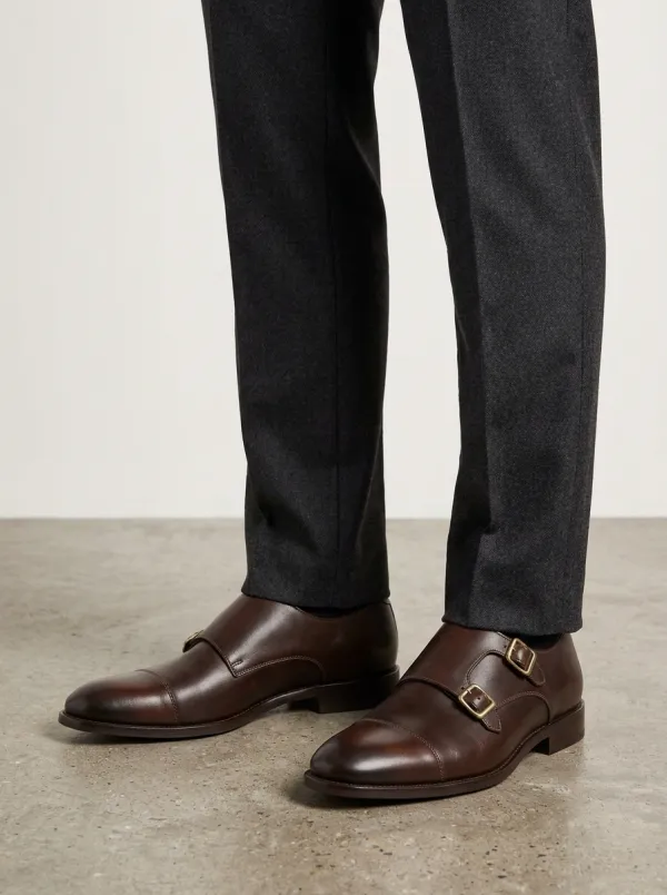 Men's Contemporary Classic Business Double Monk Strap Leather Shoes